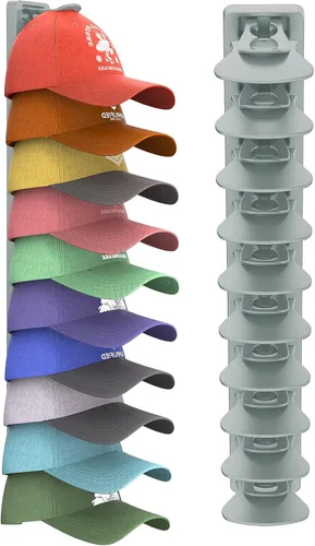Vista 9 de Organizador de Sombreros para Gorras de Béisbol que Sostiene Hasta 40 Sombreros, Paquete de 2 Percheros de Sombreros para Pared, Soporte