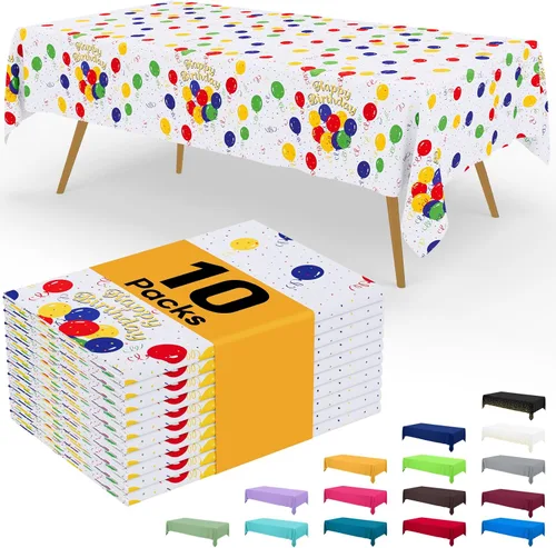 Vista 40 de Smiry - Juego de 6 manteles desechables, 54 x 78 pulgadas, manteles impermeables rectangulares para fiestas, cubierta de mesa de plástico