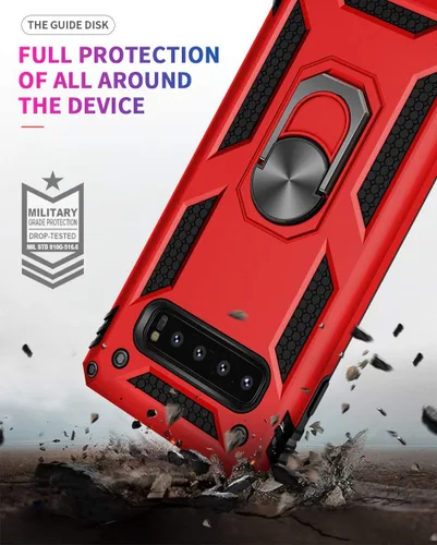 Vista 4 de Funda de grado militar para Samsung Galaxy S10 Plus 360 con anillo giratorio de metal con soporte de soporte magnético integrado para montaje