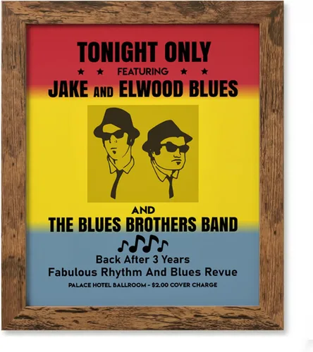 Vista 12 de Tonight Only-Jake & Elwood Blues-The Blues Brothers Band Arte de Pared Vintage, Arte de Pared Retro de TV con Impresión de Silueta de John