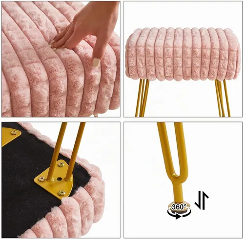 Vista 7 de IBUYKE Taburete Rectángulo con Reposapiés Otomano, Taburete de Tocador de Maquillaje, Mesa Auxiliar, Asiento de Tocador de Terciopelo, Silla