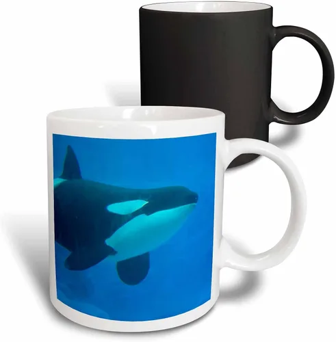 Vista 12 de 3dRose Orca Killer Whale - Taza de cerámica azul subacuática, 11 onzas