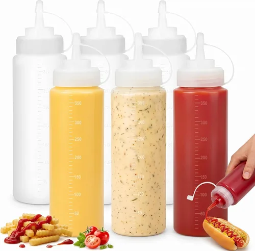 Vista 6 de OAMCEG Botellas exprimibles de condimentos de 8 onzas, paquete de 4