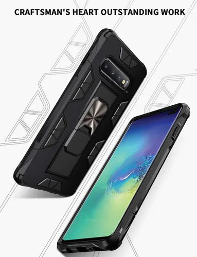 Vista 9 de Dionsibei Funda para Samsung Galaxy S10 Plus de grado militar con función atril incorporada, funda protectora resistente a prueba de golpes