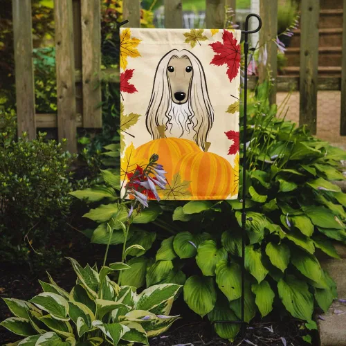 Vista 2 de Caroline's Treasures BB2050GF - Bandera decorativa para jardín de Acción de Gracias con sabueso afgano para patio exterior, jardín, jardín