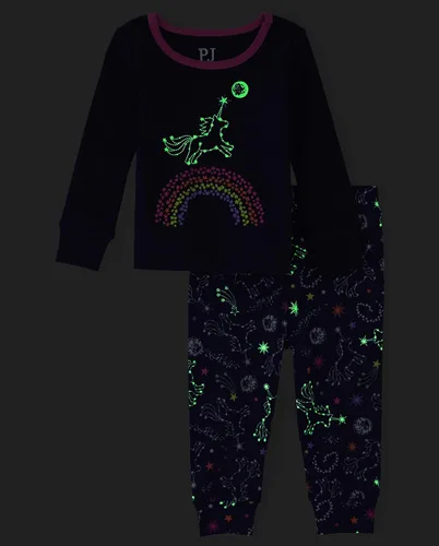 Vista 2 de The Children's Place Baby Girl's and Toddler Long Sleeve Top and Pants Snug Fit 100% Cotton 2 Piece Pajama Set