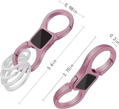 Vista 3 de Idakekiy Llavero de liberación rápida con resorte con 4 llaveros, llavero de coche resistente organizador para hombres y mujeres