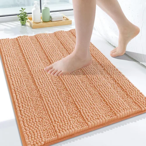 Vista 108 de Grandaily Alfombras de baño de felpilla a rayas de 24 x 16 pulgadas, extra gruesas y suaves, absorbentes, parte trasera de goma, alfombra de ducha