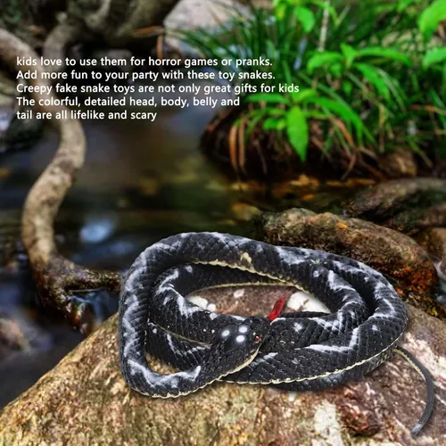 Vista 2 de plplaaoo Juguete de serpiente falsa, serpiente realista, figura de serpiente de coliflor de boa simulada, figura de serpiente de plástico