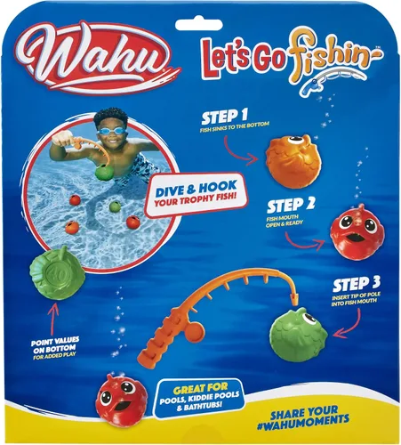 Vista 3 de Wahu Let's Go Fishin' - Juego de 6 juguetes de piscina y baño para niños a partir de 5 años, juego de juguetes de agua de pesca para niños con 1