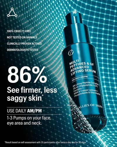 Vista 7 de Allies of Skin Multi Peptides & Growth Factor Suero Facial Potenciador de Colágeno Complejo Antienvejecimiento Reafirmante de la Piel con 9%