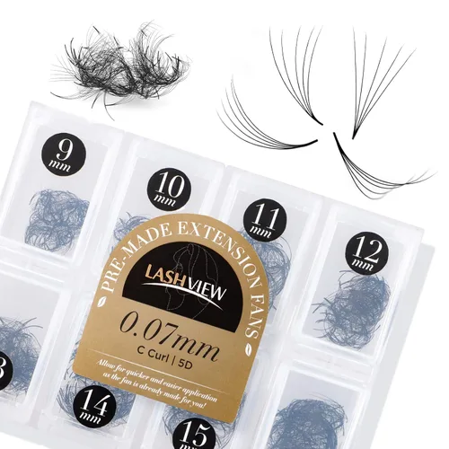 Vista 20 de LASHVIEW - Extensiones de pestañas individuales de seda de imitación de visón de 0.07mm de grosor y rizado C de 8-15mm de volumen mixto