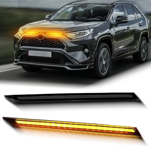 Vista 7 de 2 piezas de luces LED de parrilla, barra LED frontal secuencial, luces LED de circulación diurna compatibles con Toyota RAV4 2019-2023, señal