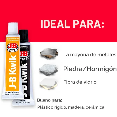 Vista 6 de J-B Weld 8276 KwikWeld Pegamento de acero reforzado de rápida adhesión. Pomo de 2 onzas, 2 onza, Blanco