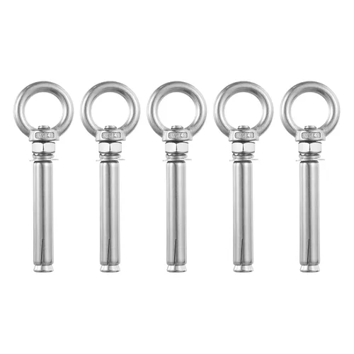 Vista 14 de uxcell Aro de elevación de la expansión, 8pcs M6x50mm 304 tornillo de expansión de acero inoxidable con anillo de ojo para pared de ladrillo