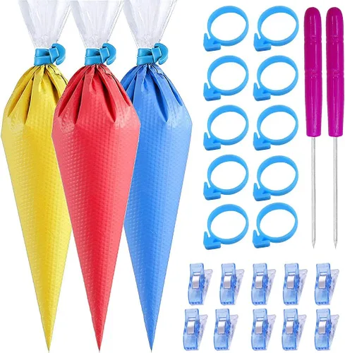 Vista 5 de 100 piezas de bolsas de tubería desechables - Bolsas de tubería sin punta Bolsas de pastelería Bolsas de glaseado para tubería Bolsas