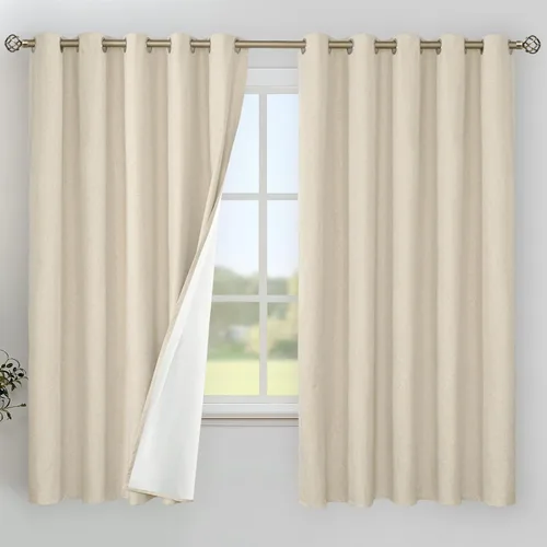 Vista 189 de YoungsTex - Cortinas 100% opacas para dormitorio, con aislamiento térmico y ojales, cortinas oscuras negras con capa pesada para ventana de sala