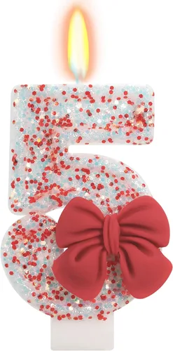 Vista 7 de Vela de cumpleaños para pastel, vela 0 - purpurina rosa con lazo, vela de feliz cumpleaños de 2.76 pulgadas, adorno superior de pastel para fiestas