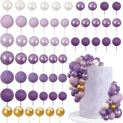 Vista 15 de 56 piezas de bolas de perlas para tarta con forma de bola, decoraciones de tarta con bolas de perlas para tarta de cumpleaños, boda, suministros