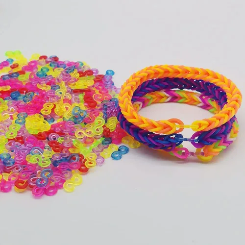 Vista 5 de Alamic 500 piezas de clips en S para telar, bandas de goma, conectores de plástico, clips de repuesto para pulseras de telar, bricolaje y Colorido