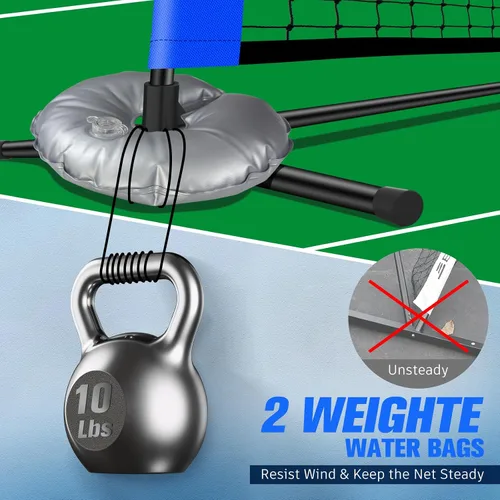 Vista 2 de Red de pickleball para entrada, juego de red de pickleball portátil con paletas, bolsas de agua, pelotas de pickleball portátiles al aire libre