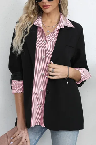 Vista 3 de Diosun Camisas clásicas de manga larga con botones para mujer, blusas de trabajo de oficina con cuello elegante