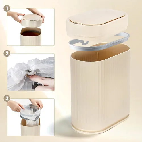 Vista 5 de ELPHECO Cubo de Basura para Baño de 2 Galones Cubo de Basura Inteligente de Plástico Impermeable Cesta de Basura Decoración de Baño Cubo de Basura