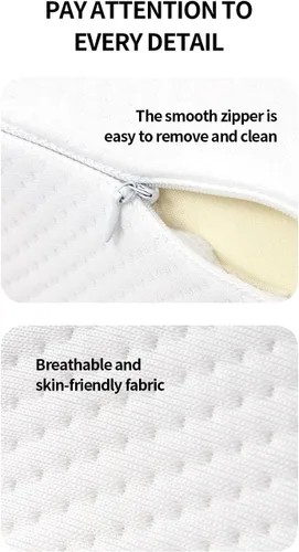 Vista 3 de Almohada cervical para aliviar el dolor de cuello, almohada de espuma viscoelástica para dormir de lado y espalda, apoyo avanzado y comodidad