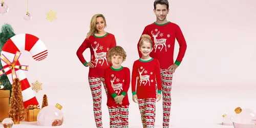 Vista 11 de Pijamas familiares a juego de Navidad pijamas de algodón para vacaciones