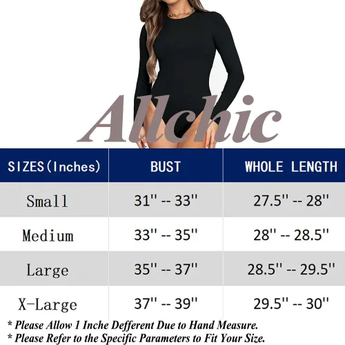 Vista 7 de Allchic Body de manga larga para mujer cuello redondo overol sexy