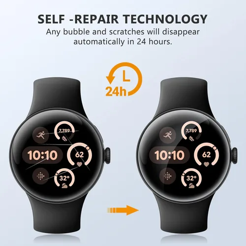 Vista 6 de EGV 6 unidades para Google Pixel Watch 45mm Protector de pantalla, Protector de pantalla para Pixel Watch 4/3 [Película flexible mejorada]