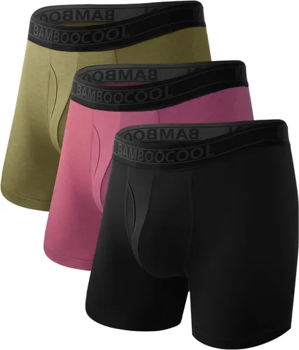 Vista 18 de BAMBOO COOL Calzoncillos tipo bóxer transpirables para hombre con bragueta que absorbe la humedad, ropa interior ligera, paquete de 7