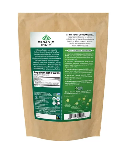 Vista 2 de Organic India Tulsi Original - Té de hierbas de hojas sueltas, apoyo inmunológico, vegano, sin gluten, kosher, certificado por USDA, orgánico sin