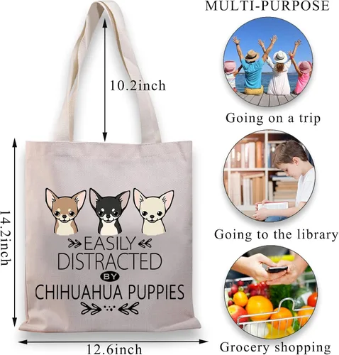 Vista 2 de BDPWSS Chihuahua - Bolsas de hombro de lona para mujer, Chihuahua, mamá, Chihuahua, cachorros, regalo para amantes de los perros