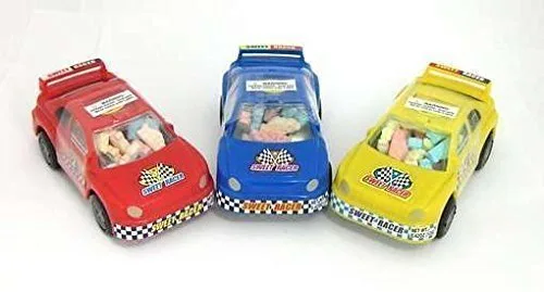 Vista 4 de Sweet Racer Pull Back - Coches rellenos de caramelo (1 caja, 12 coches)
