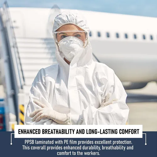 Vista 5 de Medical Nation Hazmat Suits Disposable 2 Pack Hooded, Heavy Duty, Breathable Disposable Coverall, Painter Suit 9 Sizes