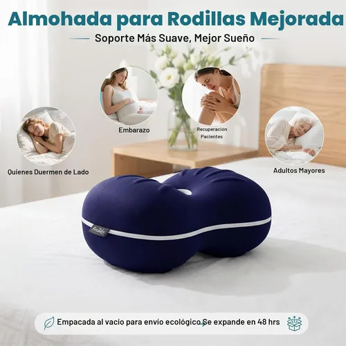 Vista 8 de Almohada de rodilla para personas que duermen de lado, almohada suave de alineación de la columna vertebral, almohadas de rodilla de espuma Cubierta