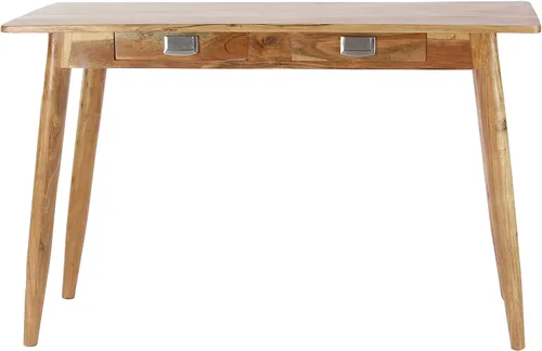 Vista 4 de Deco 79 Mesa consola rectangular de madera con asas plateadas, 45 x 16 x 29 pulgadas, marrón