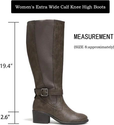 Vista 4 de Luoika Botas altas hasta la rodilla extra anchas para mujer, botas altas de invierno de ancho ancho.