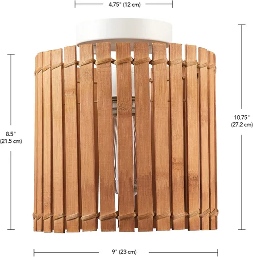 Vista 5 de Globe Electric 65898 Lámpara de techo empotrada de 1 luz, blanco mate, pantalla de bambú natural