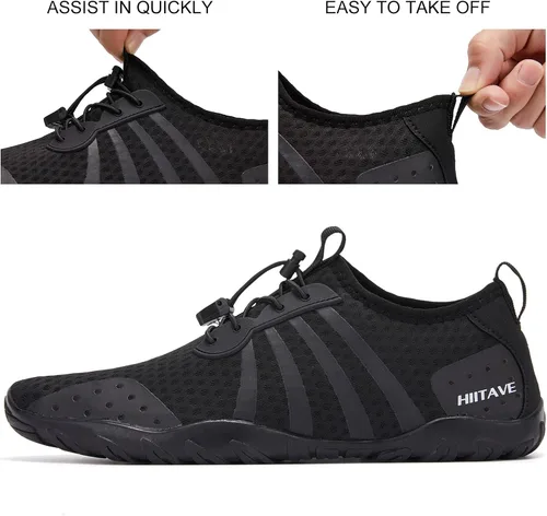 Vista 4 de Zapatillas para el agua hiitave para hombre y mujer, de secado rápido, zapatillas tipo calcetín estilo barefoot, para surf, caminar por el río
