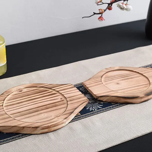 Vista 5 de BESTonZON Bandeja de madera para salvamanteles de hierro fundido