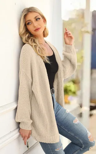 Vista 9 de PRETTYGARDEN Cárdigan de punto de manga larga para mujer, suéter de punto con frente abierto, suave, suelto, abrigo para exteriores