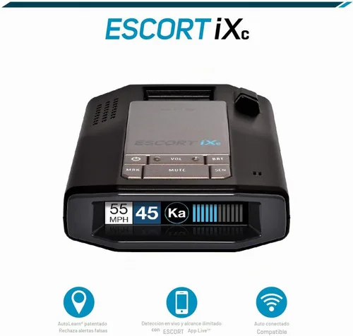 Vista 4 de Escort IXC - Detector de radar láser de rango extendido, compatible con coche conectado con Wifi, protección de aprendizaje automático, alertas