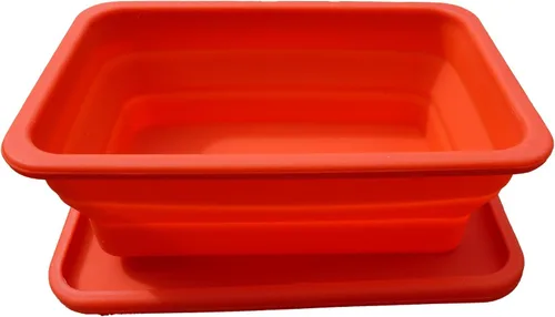 Vista 3 de Lonchera plegable de silicona apta para horno y microondas, molde para pasteles, recipiente de alimentos con tapa de silicona, hornea, cocina