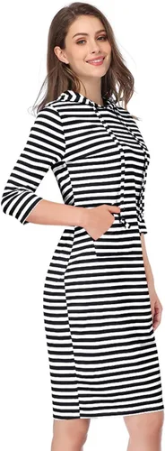 Vista 3 de MISSKY Vestido con capucha para mujer Negro&blanco