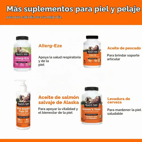 Vista 6 de Nutri-Vet Shed Defense - Masticables suaves para perros, suplemento de piel y pelaje para perros, Omega 3 de aceite de pescado, tratamiento