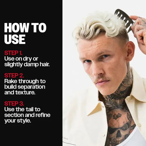 Vista 8 de Slick Gorilla - Peine con textura para hombres y mujeres, peine para peinar el cabello con dientes anchos