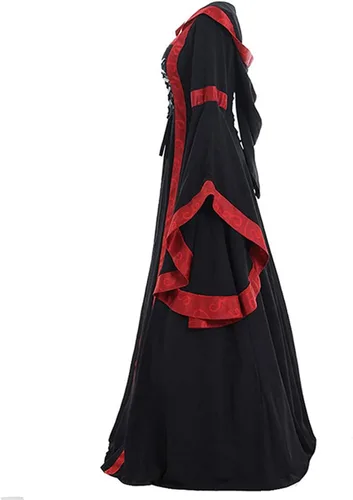 Vista 5 de Midevil - Disfraz renacentista para mujer, talla grande, vestido gótico, manga acampanada, disfraces de Halloween, vestidos de hadas Ren vintage