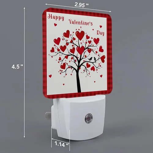Vista 4 de Valentines Night Light Plug in LED Night Lamp Automatic Sensor Kids Night Lights Plug into Wall,Love Heart Tree Square Dim Night-Lights for Bedroom